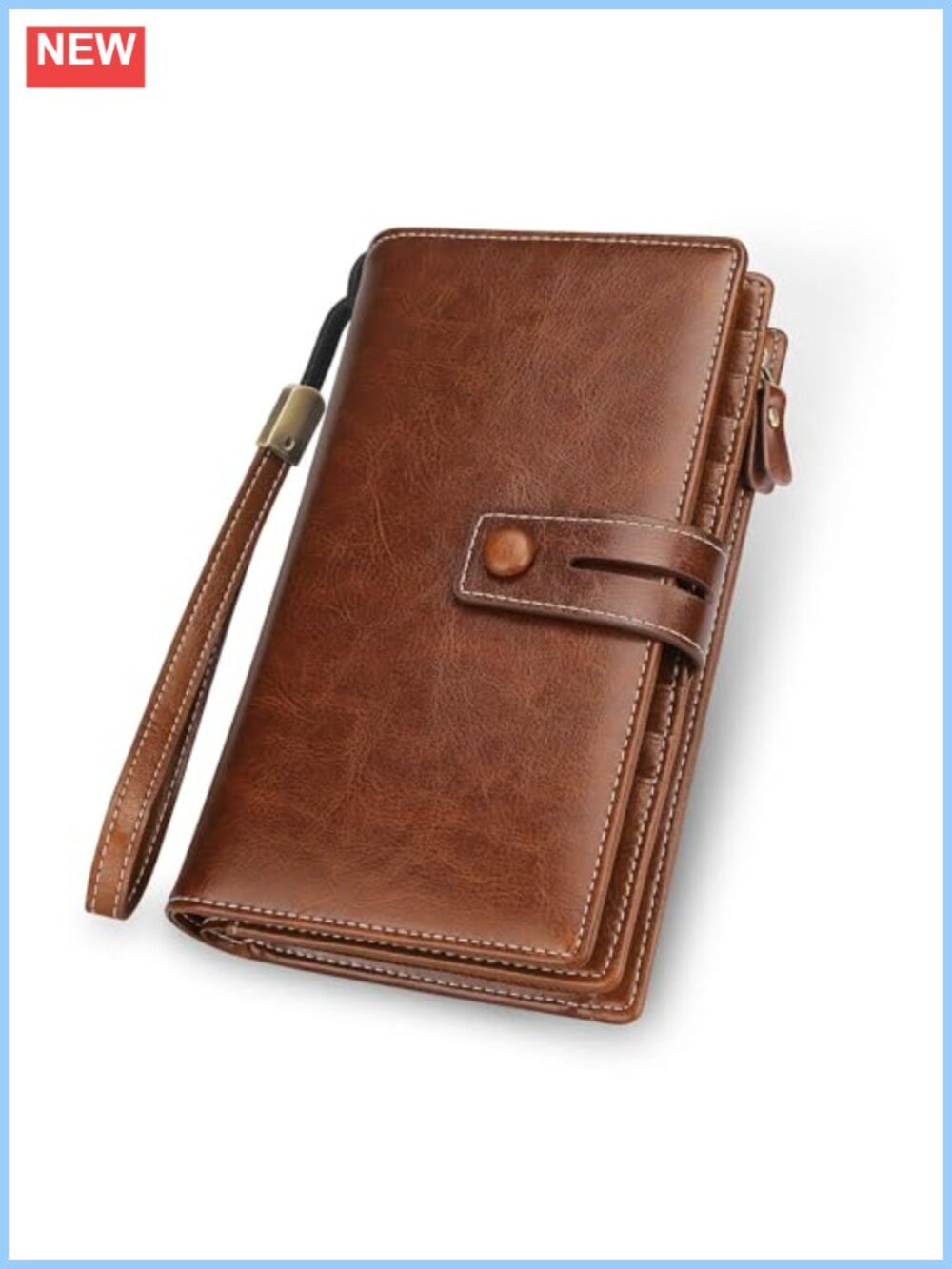 Genuine Leather RFID Blocking Zip Around Clutch Large Phone Organizer Wristlet